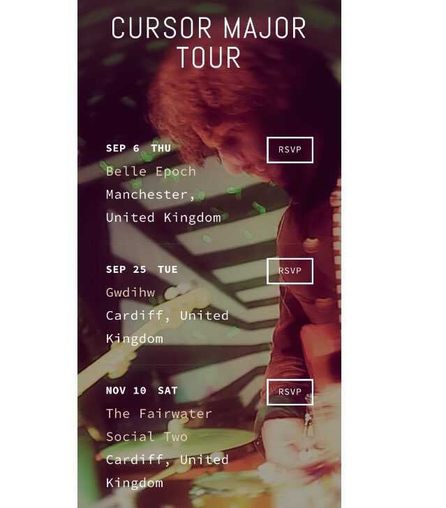 Cursor Major (@cursormajor) on Twitter photo Autumnal shows ahead with Rory <a href="/Beyond_Rivers/">Beyond Rivers</a> , Si <a href="/mediaembargo/">Marcin Cymbała</a> & Mikey. Manchester <a href="/TVPband/">The Vanity Project</a> night <a href="/Thirsty_Scholar/">The Thirsty Scholar</a> Sept 6th. Cardiff <a href="/GwdihwCafeBar/">Gwdihw Cafe Bar</a> <a href="/AllMyFriendsCDF/">All My Friends</a> with <a href="/TempesstBand/">Tempesst</a> Sept 25th. Fairwater social @JohnMouseMusic & co day Nov10th. cursormajor.com Autumnal shows ahead with Rory <a href="/Beyond_Rivers/">Beyond Rivers</a> , Si <a href="/mediaembargo/">Marcin Cymbała</a> & Mikey. Manchester <a href="/TVPband/">The Vanity Project</a> night <a href="/Thirsty_Scholar/">The Thirsty Scholar</a> Sept 6th. Cardiff <a href="/GwdihwCafeBar/">Gwdihw Cafe Bar</a> <a href="/AllMyFriendsCDF/">All My Friends</a> with <a href="/TempesstBand/">Tempesst</a> Sept 25th. Fairwater social @JohnMouseMusic & co day Nov10th. cursormajor.com