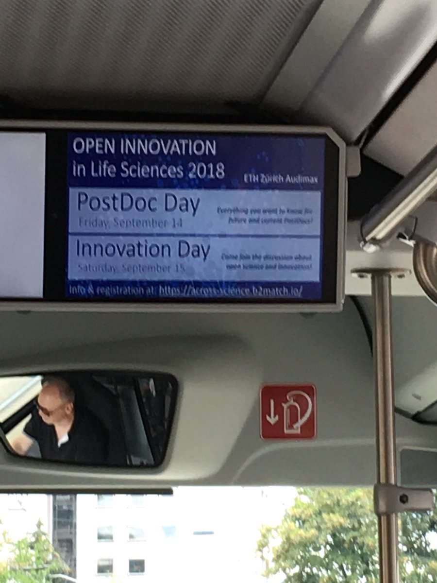 OpenLifeScience's tweet photo. Very exciting to see advertisements for #OILS18 @ETH on the #ETHLink bus! Spread the word and register to come talk science today!  #openscience #phdchat #postdoc #lifescience #biology https://t.co/hcRDRAhnU2 https://t.co/HJWdWmT6pg