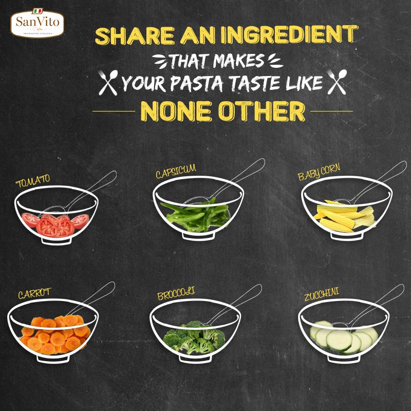 SanVito_India's tweet photo. Our secret ingredient is - True Italian SanVito! What’s yours?

Visit: https://t.co/3cPn321hoh

#SanVito | #SanVitoPasta | #TrueItalianPasta | #Healthy | #Hungry | #Yummy | #ChefLife https://t.co/if1Y3I2Oe1