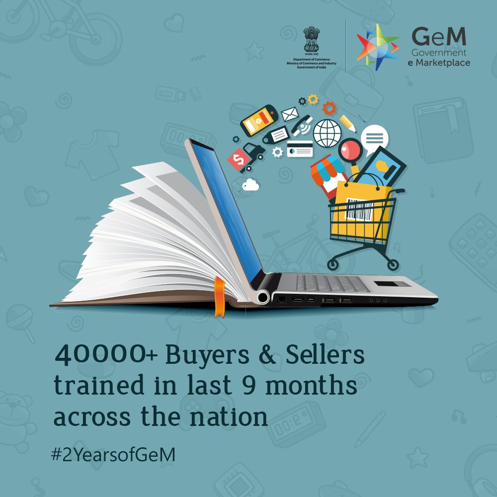 DoC_GoI's tweet photo. Strengthening Skills!
@GeM_India has trained over 40,000 buyers and sellers across the nation to help them operate the portal conveniently. #2YearsofGeM https://t.co/lag3GI7bkv