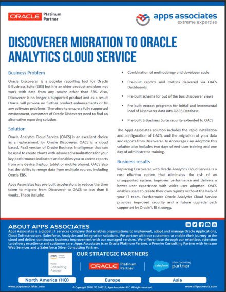 AppsAssociates's tweet image. You need an alternative reporting solution for #OracleDiscoverer? You need our Oracle Discoverer Migration to Oracle Analytics Cloud Service. Get your hands on this brochure to learn all about it. ow.ly/KEjP30kYrys
