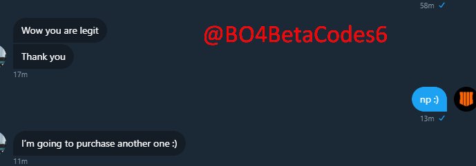 BO4BetaCodes6's tweet photo. 🌟GIVING AWAY 1 COD: BO4 BETA CODE AT 10 RETWEETS!
If you can't wait, I also sell codes cheap here: https://t.co/peLGZezx31
See pictures for proof!
#bo4 #bo4beta #blackops4 #codbeta #bo4betacodes https://t.co/JBrr9h6bqx