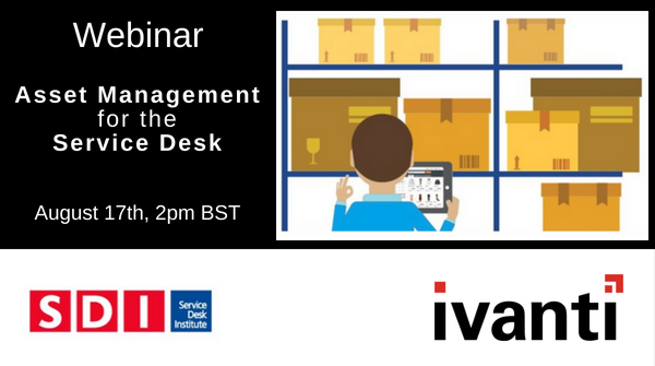 GoIvanti's tweet photo. Upcoming Webinar! 'Asset Management for the Service Desk', 17th August, 2pm BST. Join Ivanti's @MersonPhil and SAM Charter's @Storybyrory with the @sdi_institute.  Learn why managing assets is a priority for organizations. Register today: https://t.co/glKahNSgEn #ITAM https://t.co/gIDaYbzdus