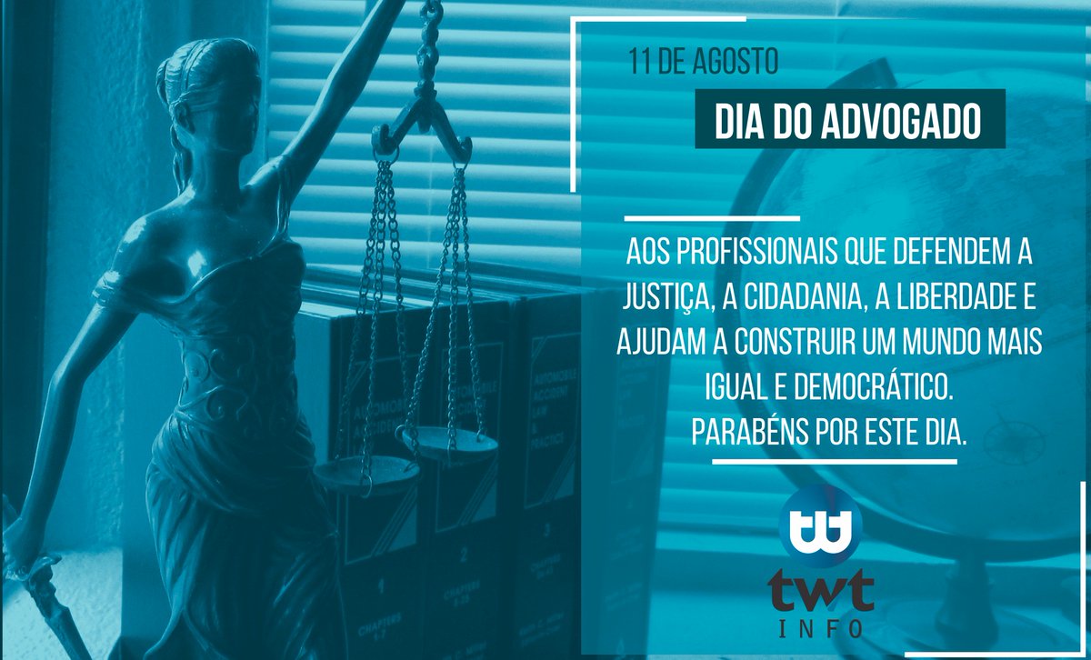twtsoftware's tweet image. 11 de Agosto - Dia do Advogado

A busca pela verdade faz parte deste ofício, lutar pela igualdade é uma das suas premissas.
Aos profissionais que defendem a justiça e ajudam a construir uma sociedade cada vez melhor: Receba a homenagem da equipe TWT Info.

#DiadoAdvogado #TWTInfo
