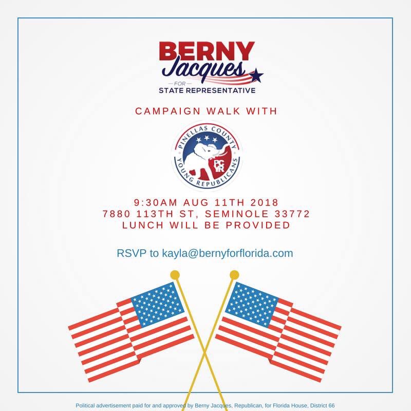 BernyJacques's tweet photo. Looking forward to tomorrow! One of the last weekends left to make our case to the voters. Join us! #WeekendWithBerny #ProtectPinellas #flapol https://t.co/ir9Y6YfKhm