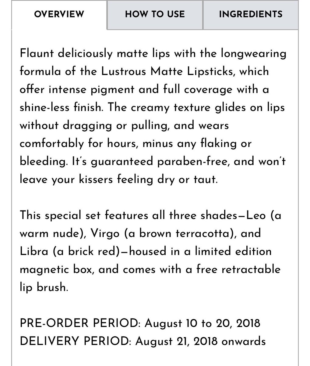 SerenityPHL's tweet photo. Lustrous 3-piece Matte Lipstick Set 

Ito bilhin nyo guys! Sulit ang price. Ganda pa ng box. 

#LustrousLippies https://t.co/JSwCJDk59s