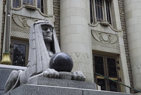 Today is #WorldLionDay 🦁 so we’re sharing this pic of a majestic sphinx outside Salt Lake Masonic Temple 🏛️ With the body of a lion and the head of a human, the sphinx is a legendary creature in Egyptian and Greek mythology, often found near royal tombs or religious temples