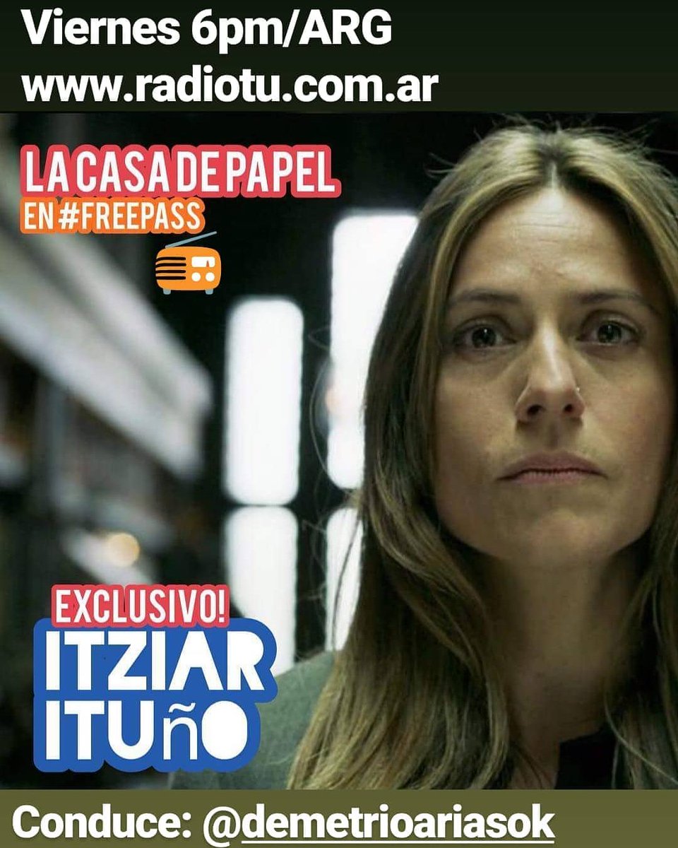 Radio TU (@somosradiotu) on Twitter photo #EXCLUSIVO Entrevista a <a href="/itziarituno/">Itziar Ituño</a> único medio Radial de Argentina.
radiotu.com.ar #Viernes 6pm/ARG. <a href="/Itziaritunofans/">Itziar Ituño Fans</a> <a href="/ItziaritunoE/">PREMIOS PARA ITZIAR ITUÑO</a> @itziaritunoinfo
<a href="/carlitasofi/">Carla</a>
<a href="/Waltermartinok/">Ezequiel</a>
<a href="/muysancineto/">Mosquito Sancineto</a> <a href="/C5N/">C5N</a> <a href="/NetflixES/">Netflix España</a> <a href="/NetflixLAT/">Netflix Latinoamérica</a> <a href="/NetflixArg_/">Netflix Argentina</a> <a href="/rialjorge/">JORGE RIAL</a> <a href="/susalorna/">Lorna Irina Gemetto</a> <a href="/demearias/">Demetrio Arias</a> #EXCLUSIVO Entrevista a <a href="/itziarituno/">Itziar Ituño</a> único medio Radial de Argentina.
radiotu.com.ar #Viernes 6pm/ARG. <a href="/Itziaritunofans/">Itziar Ituño Fans</a> <a href="/ItziaritunoE/">PREMIOS PARA ITZIAR ITUÑO</a> @itziaritunoinfo
<a href="/carlitasofi/">Carla</a>
<a href="/Waltermartinok/">Ezequiel</a>
<a href="/muysancineto/">Mosquito Sancineto</a> <a href="/C5N/">C5N</a> <a href="/NetflixES/">Netflix España</a> <a href="/NetflixLAT/">Netflix Latinoamérica</a> <a href="/NetflixArg_/">Netflix Argentina</a> <a href="/rialjorge/">JORGE RIAL</a> <a href="/susalorna/">Lorna Irina Gemetto</a> <a href="/demearias/">Demetrio Arias</a>