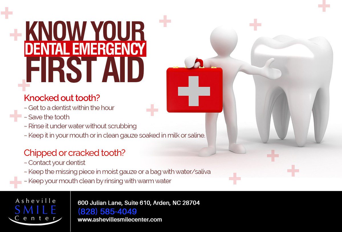 Southasheville's tweet image. Do you know your dental emergency first aid basics? Remember these tips in an emergency and save (828) 585-4049 in your phone. #dentalemergency #Knockedouttooth #crackedtooth #Chippedtooth