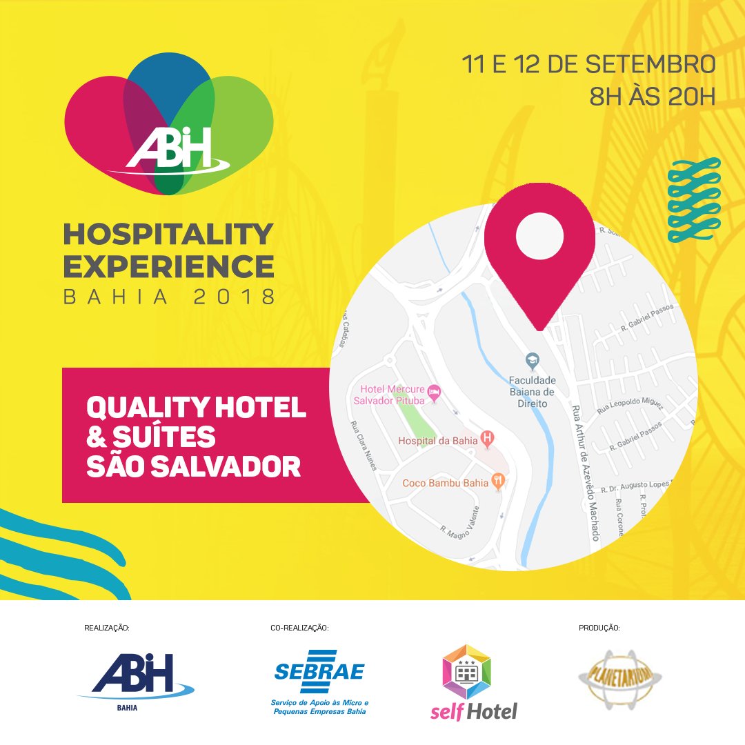 abihbahia's tweet photo. O bem localizado Quality Hotel &amp; Suítes São Salvador será o palco do Hospitality Experience 2018.

Acesse o site, conheça o evento e garanta sua inscrição com descontos do segundo lote https://t.co/YnxZ4RyLrz

#HEX2018 #ABIH #Hoteleiro #MarketingHotel #InstaHotel https://t.co/VlkaGDPjCg