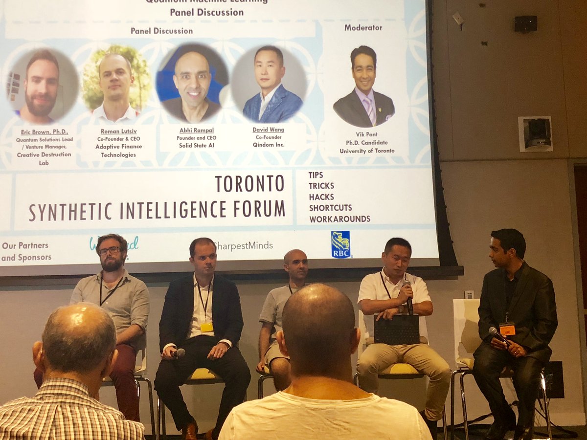 Qindom_Inc's tweet photo. @Qindom_Inc Co-founder Yao Wang on Toronto Synthetic Intelligence Forum for Quantum Machine Learning #QML! Check more updates on @Qindom_Inc new-launched website: https://t.co/wASOcXiYIB. (Credit to Vik Pant &amp; RBC) https://t.co/r8hLkcbTvf