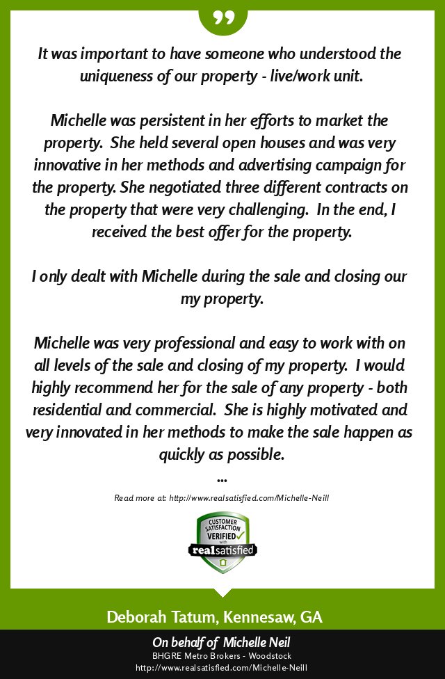 michelleneil's tweet image. Working with Deborah was such a pleasure! realsatisfied.com/Michelle-Neill via @realsatisfied