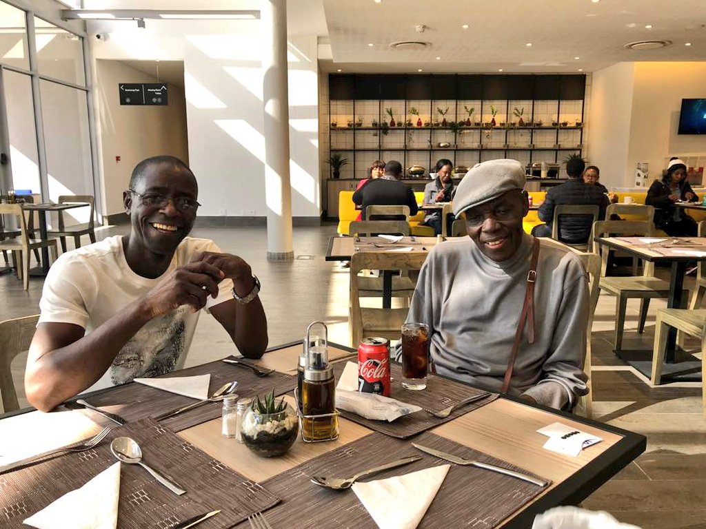 Am_Blujay's tweet photo. He made a promise and he kept it thanks, a big thank you to the Legend Oliver Mtukudzi for taking my dad to lunch today , 50+ plus albums to date yet you remain humble and make your fans feel special.. Special thanks to @walternson 🙏🙏🙏 https://t.co/EMOone0sBy