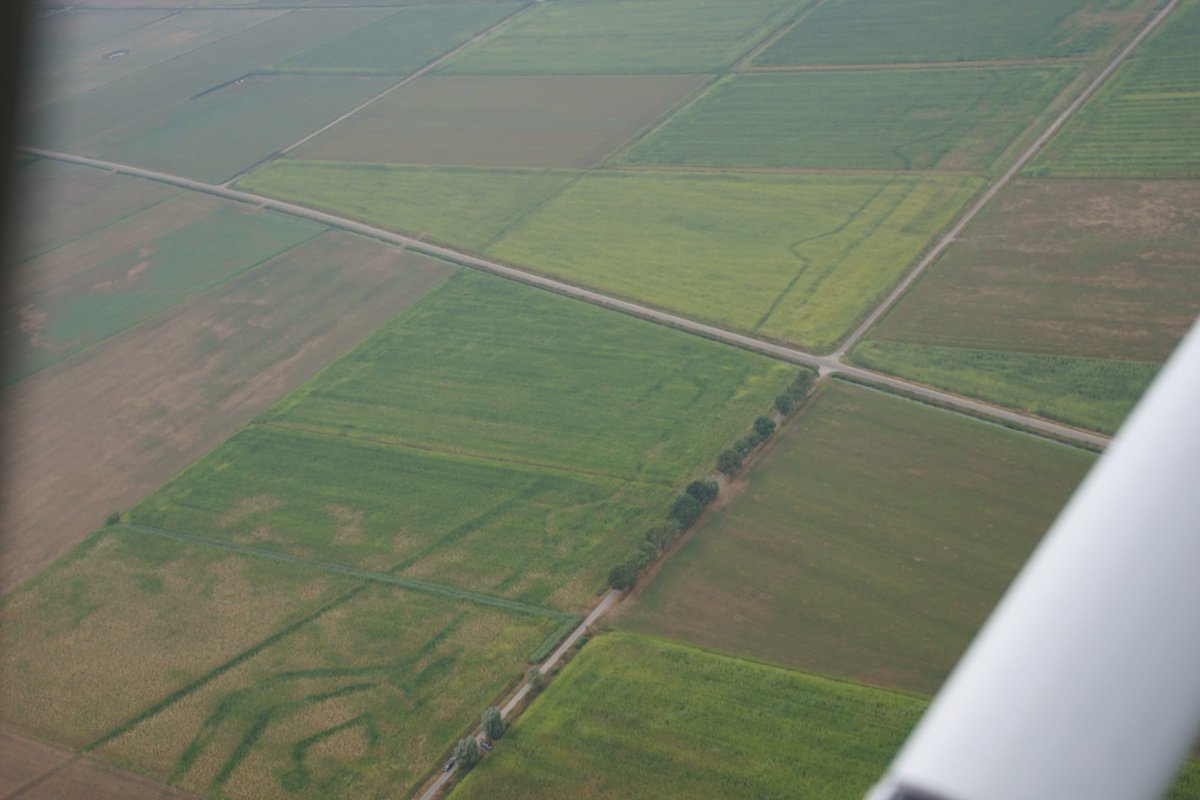 aaenmaas's tweet photo. Droogte zorgt voor bijzondere taferelen: sporen uit het verleden worden zichtbaar! In het Vughts Gement nabij @shertogenbosch zijn vanuit de lucht duidelijk sporen te zien van de linies die Frederik Hendrik in 1629 heeft aangelegd #bijzonderebeelden https://t.co/41gjZ9wL9i