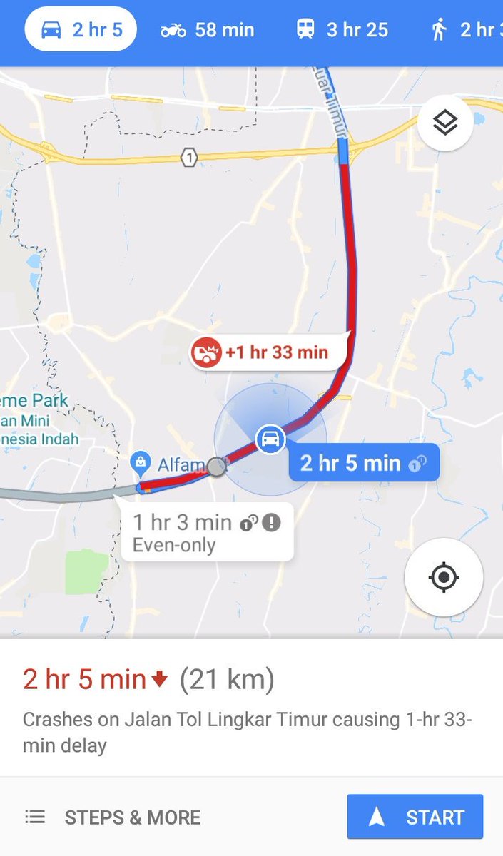 bayusuba's tweet photo. @TMCPoldaMetro @lewatmana Arah dari Tol Ceger mengarah ke Cikampek Macet Total, Semua Jalur terjadi penumpukan ke luar tol Cilkampek, disaran kan dibuka contra flow yang untuk mengarah ke Pulogebang dan dibatasi Jalur yang ke Arah Cikampek https://t.co/jvb9mp5B4U