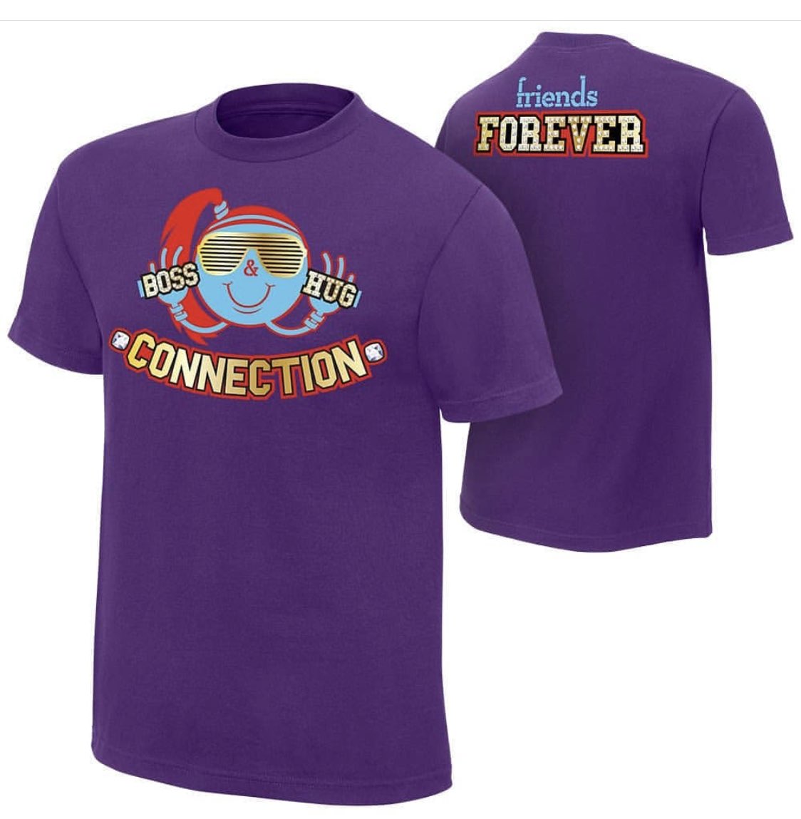 TheMazztourage's tweet photo. Really thinking I need this #BossHugConnection shirt before the love dies between @SashaBanksWWE and @itsBayleyWWE 💛💜 https://t.co/CJ3a0TlXnh