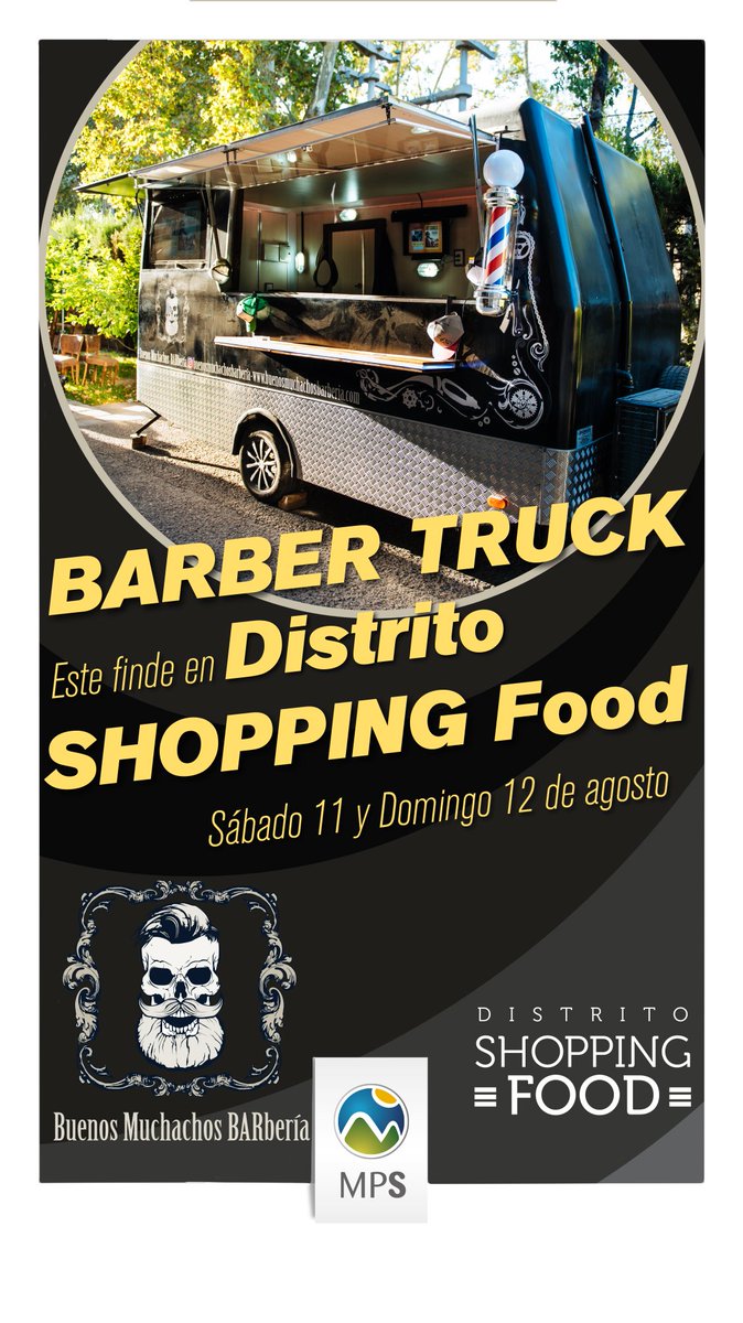MendozaShopping's tweet photo. Este finde venite al #DistritoShoppingFood, van a estar los #BuenosMuchachos con su #BarberTruck🧔, te vas con la panza llena y con un cambio de look!😉 https://t.co/ZwXb9RxUxB