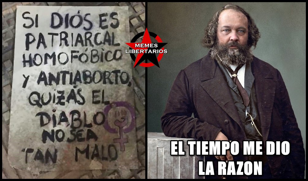 MemesLibert's tweet photo. "Satanás, el eterno rebelde, el primer librepensador y el emancipador de los mundos. Emancipa al ser humano e imprime sobre su frente el sello de la libertad y de la humanidad, impulsándolo a desobedecer y a comer del fruto de la ciencia." Bakunin https://t.co/uunEECff5H