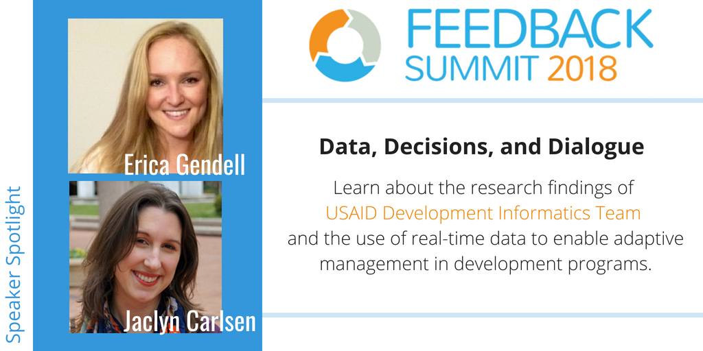 FeedbackLabs's tweet photo. We are very excited to have @EricaGendell and Jaclyn Carlsen of @USAID @USAID_Digital hosting a fantastic session at this year's #FBLSummit. Register today to get in on the dialogue! 
https://t.co/4BC3t3BZxr https://t.co/bX2msBXkNG