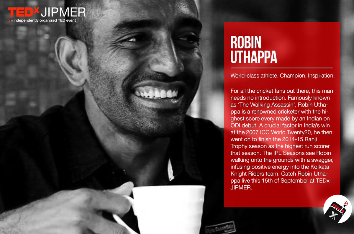 TJipmer's tweet photo. Our third speaker.
Robin Uthappa.
World class athlete. Champion. Inspiration.
#TEDxJIPMER 2018

Visit us at https://t.co/D89HJtqCvw
Follow us on facebook, instagram and twitter using the handle /tedxjipmer https://t.co/Iy7iTQxASv