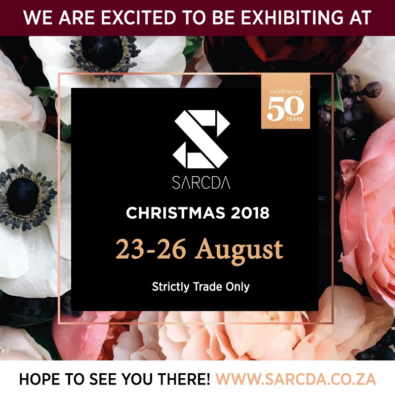 We're so excited to be showcasing our beautiful products at @SARCDA this year! Hope to see you there :) :)