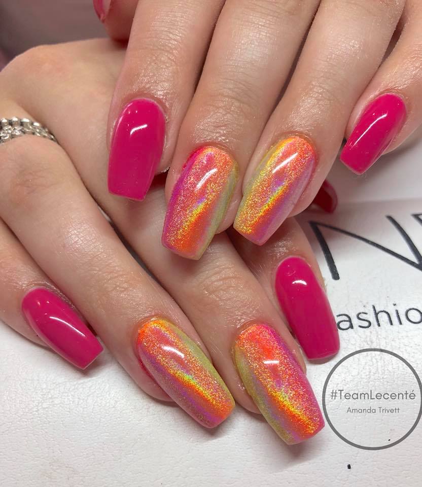 Loving these nails by <a href="/nailsashburton/">Amanda Trivett</a> using our Rainbow Chrome #lovelecente #lecente #nailart #glitter #glitternails #nailtechs #lecenteglitter