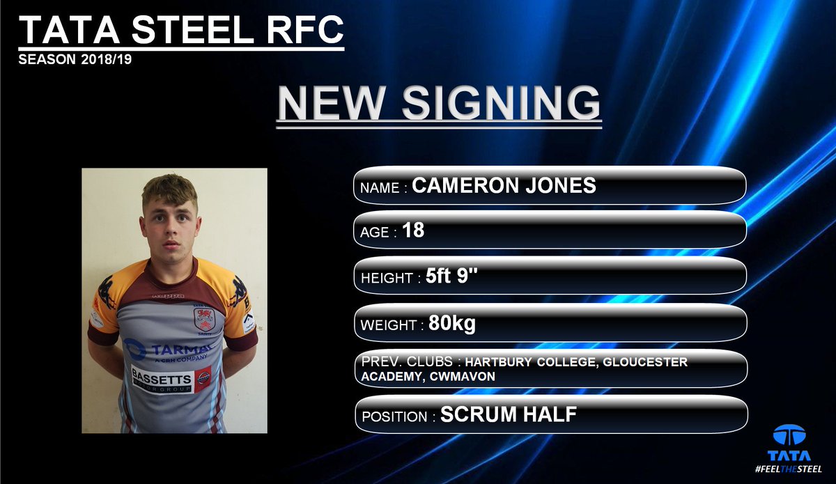 Your new signing for today is Cameron Jones, who signs from <a href="/CwmafanRugby/">Cwmafan R.F.C</a> #Welcome #FeelTheSteel