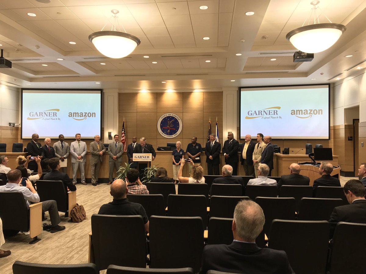TownofGarner's tweet photo. It OFFICIAL!!! @amazon is coming to @TownofGarner. https://t.co/xYHPlsPEb1
