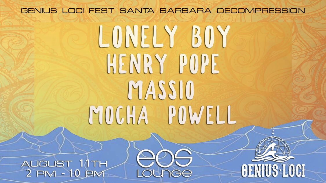 tonybanhkenobi's tweet image. Our #SantaBarbara decompression for @GeniusLociFest going down this Saturday August 11 at @eoslounge featuring @lonelyboymusic1 @HenryPopeMusic @djmassio and friends.  #geniuslocifest #SoCal #bassmusic #housemusic