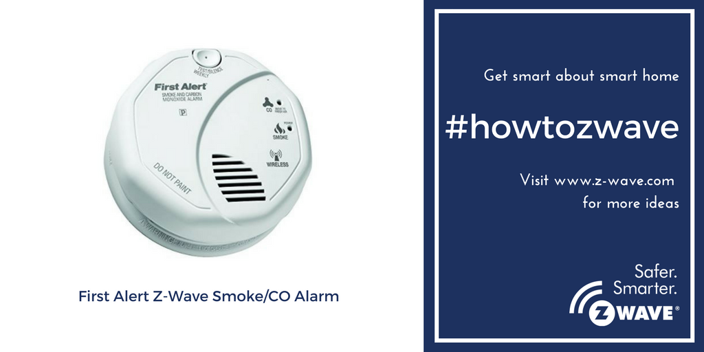 ZWave's tweet photo. The First Alert #ZWave Smoke/CO Alarm delivers instant alerts to your smartphone, so, in the event of an emergency, you can start problem-solving as soon as you can. #HowtoZWave https://t.co/DD7hzIaDGm https://t.co/zFfSQznNm7