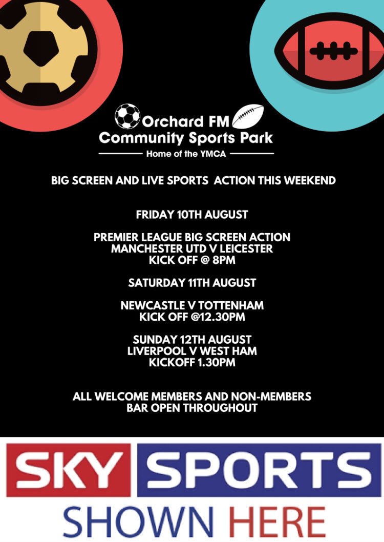 Premier League Football is back tonight and we have Sky Sports in our sports bar with all the big games being shown. Tonight we have Man Utd v Leicester City 8pm ko 🍺⚽️ grab a drink and watch the games with us 👍🏼