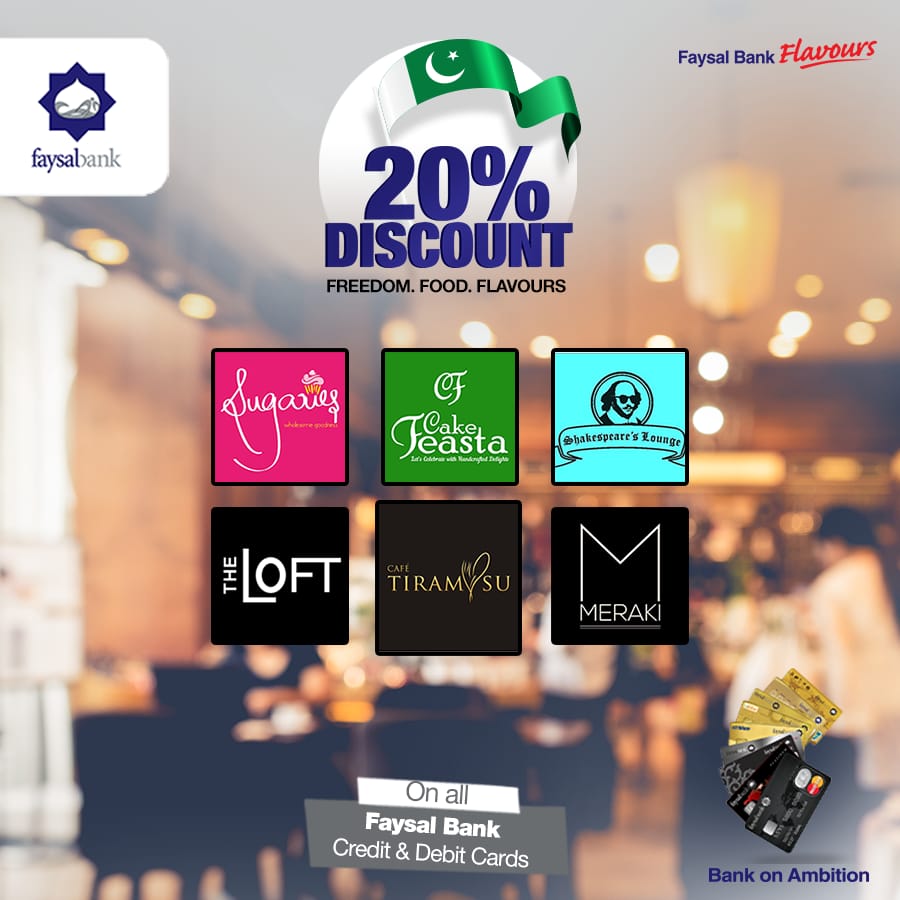 CakeFeasta's tweet photo. Use your Faysal Bank Credit Cards to order your favorite cakes on 20% #discount.
#FaysalBank #CakeFeasta https://t.co/GyYDmUGz2L