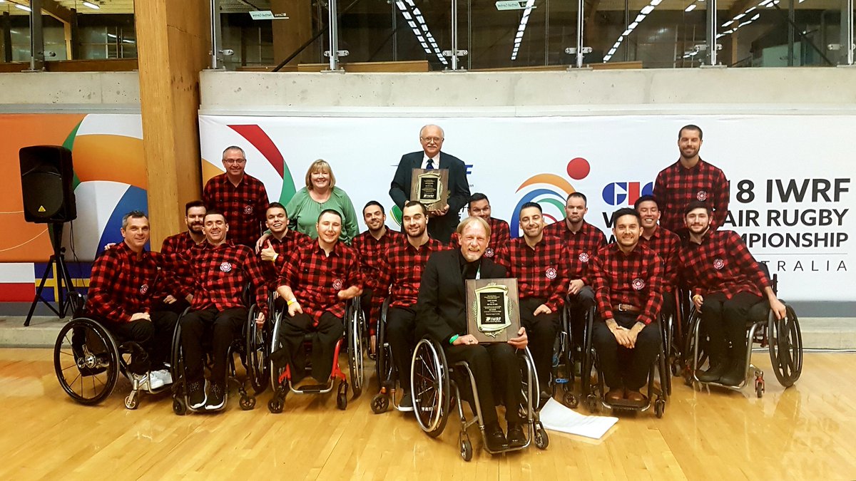 Team Canada congratulating Garett and Pawel on their inductions into the IWRF Wheelchair Rugby Hall of Fame! #Legends #ProudCanadians #ItsOurGame
