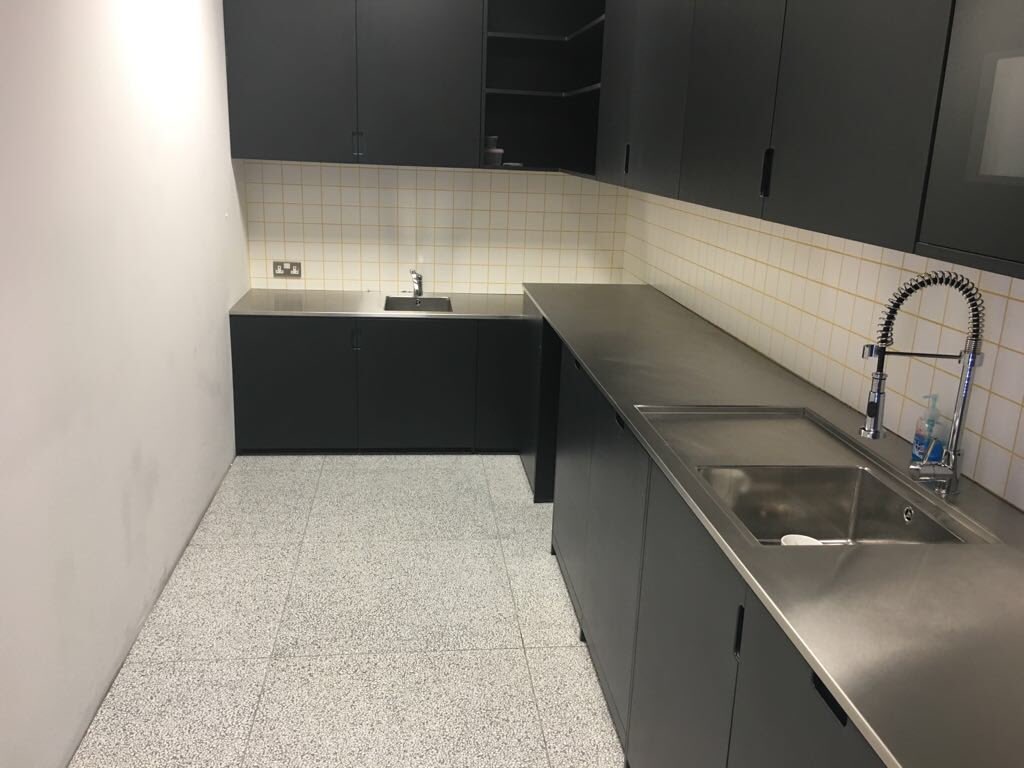 A set of #stainlesssteel #worktops #installed today for our clients #offices in Slough wiith #welded #sinks and drop down drainer 👍🏼 #interiordesign #officedecor #officespace #stainlesssteelworktop #kitchendesign #kitchen #interior #stainlesssteelkitchen #officekitchen #worktop