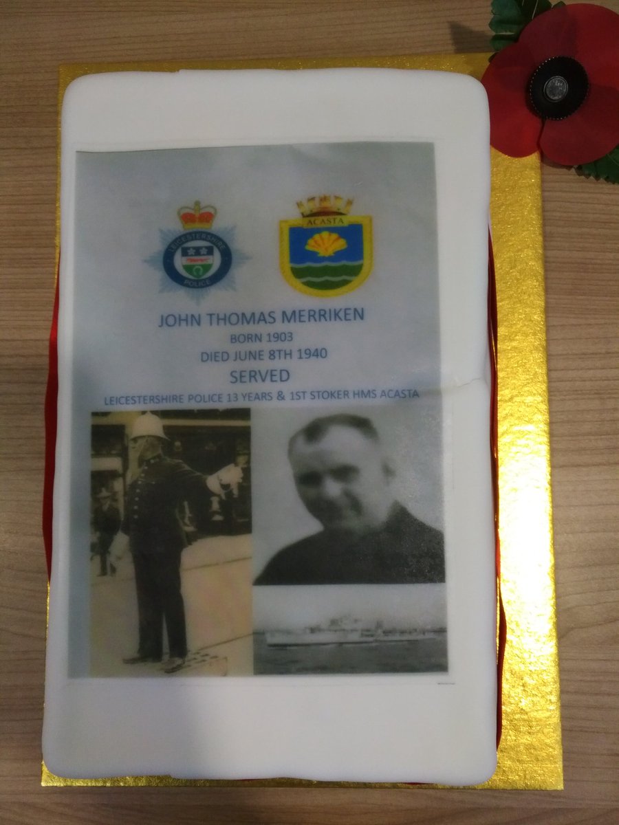 CCLeicsPolice's tweet photo. Important to remember PC John Merriken of @leicspolice, who lost his life on HMS Acasta during #WW2 , with his descendants today.

@CSuptEMOpSS @LeicsPCC @FightBach @LeicesterPolFed @narpohq @Police_Gazette #Leicester https://t.co/RgsPbfVFfN