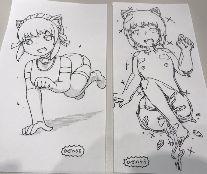 こ、これはー!?
ひざのうら氏のニャン子イラスト!
たまたまオフのチャンスがありお話しつつ描いてもらいました。
他にも毎日上げられているイラストの原画も見せていただけたりとお得な体験でした。
ひざのうらさんありがとうございました😆 