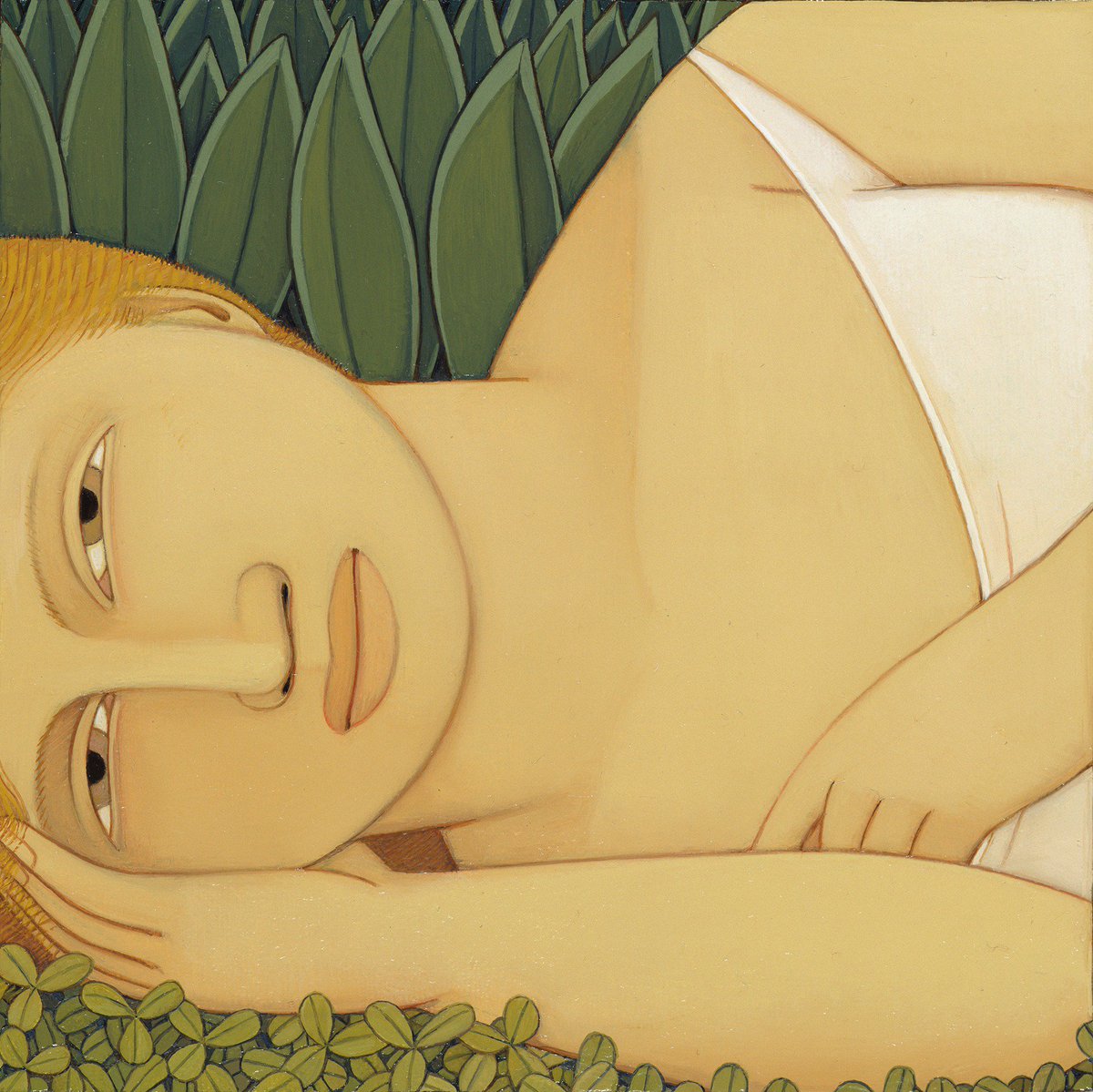 AndrewStevovich's tweet photo. "Woman in Clover" (4 1/2'' x 4 1/2"), 1990, Private collection, New York #andrewstevovich  #stevovich #art #artlovers #contemporaryart  #paintingoftheday #fineart #artcollector #figurativeart #artecontemporaneo  #adelsongalleries  #kunst #pintura #pittura #NationalLazyDay https://t.co/NxTB3MF3Gw