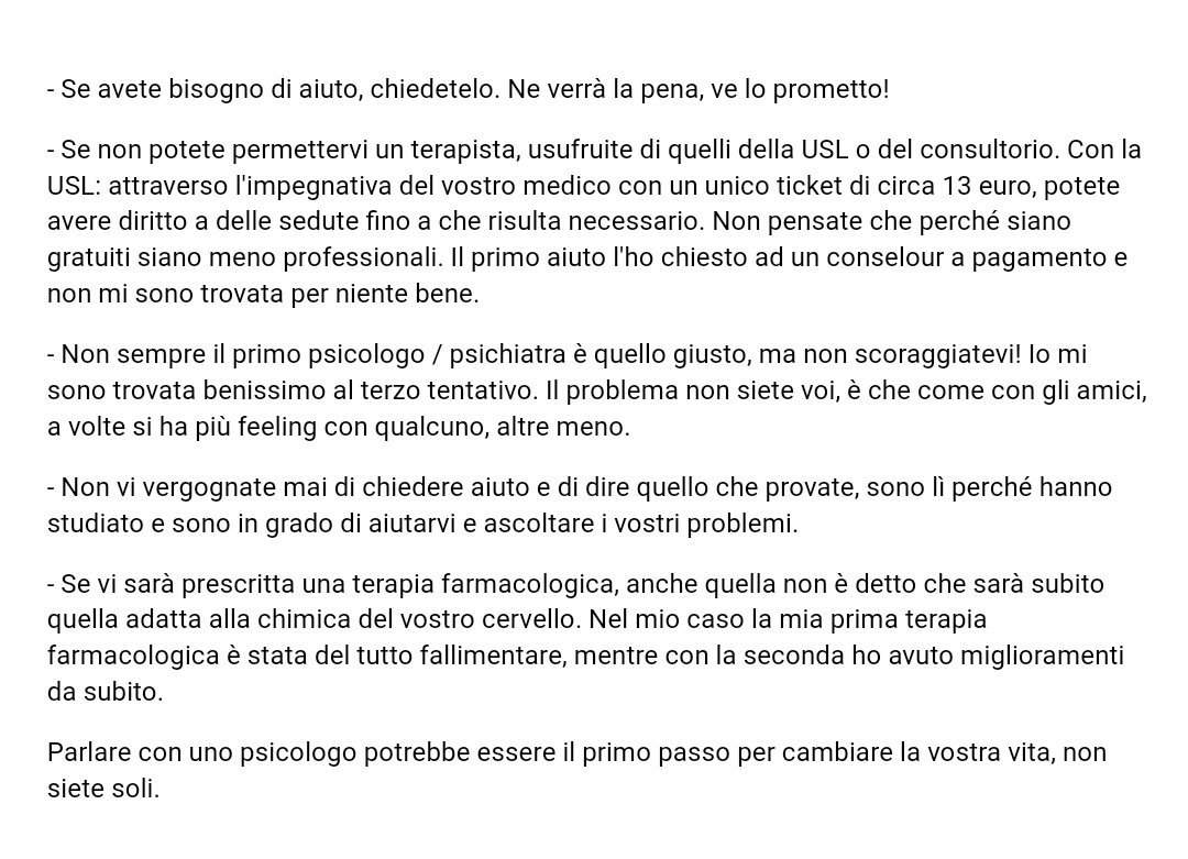 Kiara Nella Media Dato Che Molti Non Sapevano Del Consiglio Che Ho Dato Ieri Sullo Psicologo Dell Usl A Soli 13 Ho Scritto Una Serie Di Consigli Basati Sulla Mia Esperienza