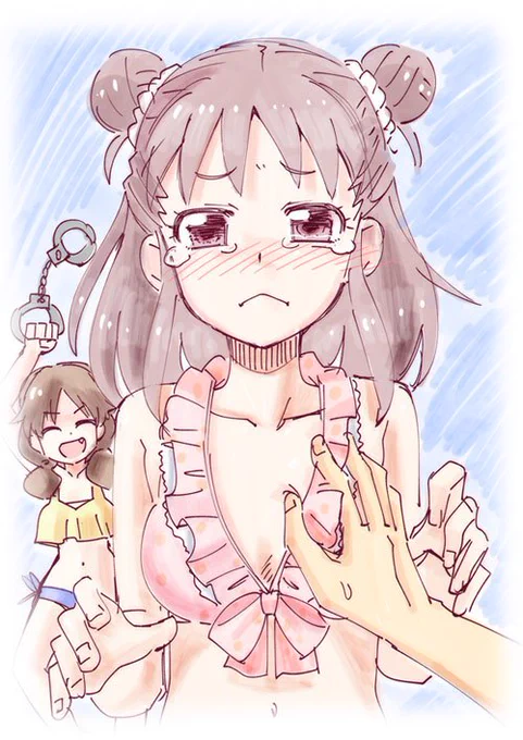 暑さのせいでつい出てしまった手と、普段の自分を思い返すと強く拒否できない愛海と、迫り来る早苗さん、そんな夏の思い出 