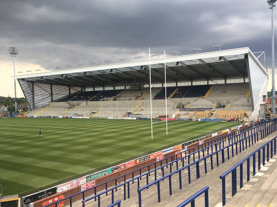 CaddickConst's tweet photo. The new seating for @leedsrhinos fans is currently being installed on @EmeraldStadium's South Stand #loveconstruction #rugby #Leeds https://t.co/2ssnc5farv