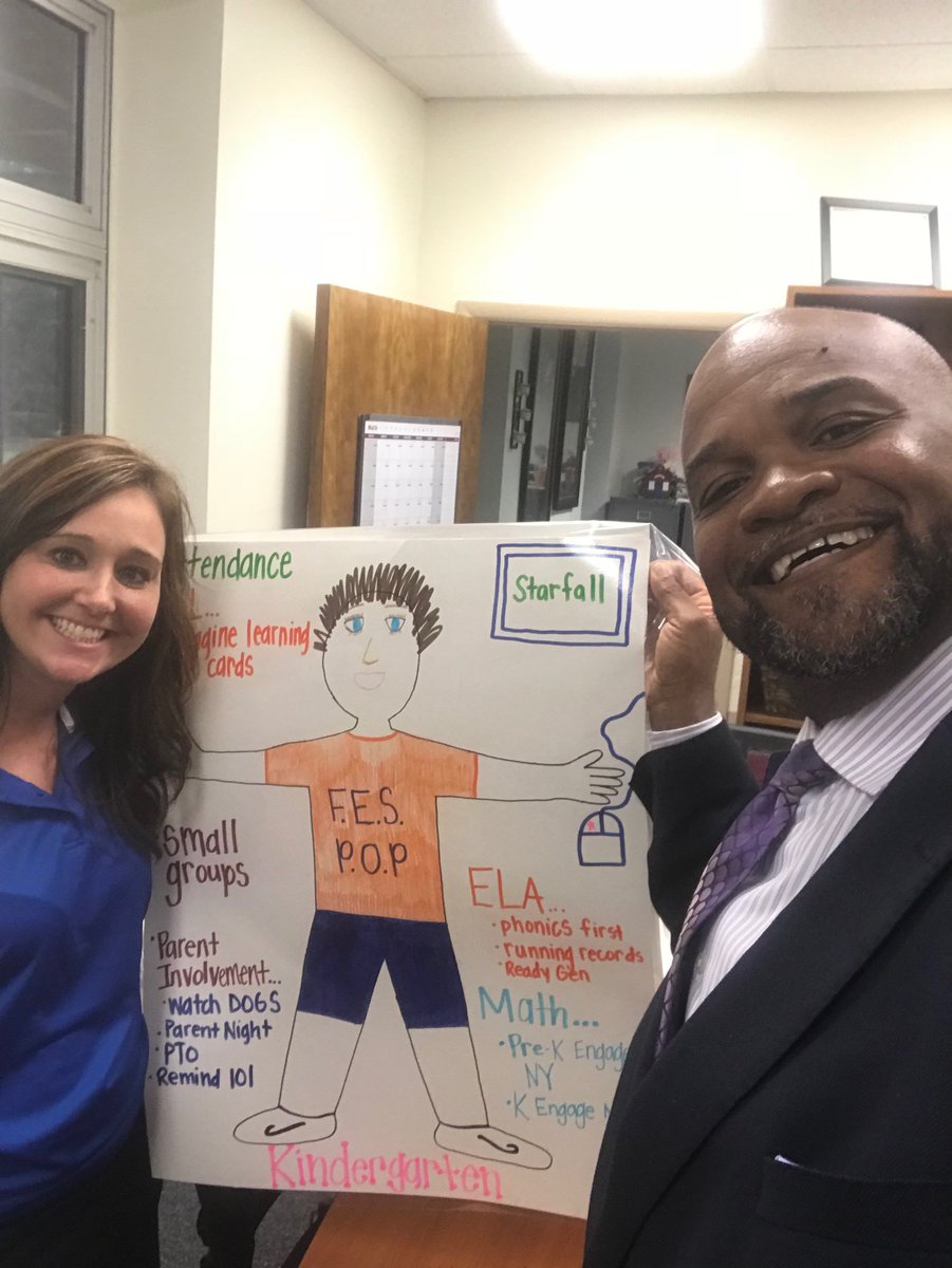 WaltonCountySD's tweet photo. FES School teachers have a plan to make things POP this year. Meet Mr. POP himself! #progressonpurpose #firstdayofschool https://t.co/nI9Z1Jt3FO