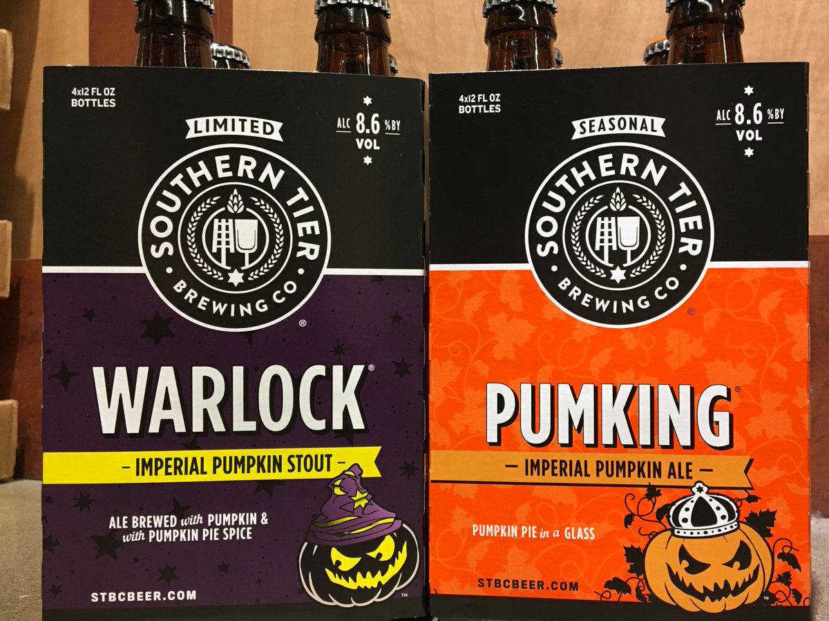 PremierBeer's tweet photo. It's inching closer to fall and you know what that means - @stbcbeer #Warlock &amp; #Pumking are now here! Grab a four pack today from our walk in cooler! 🍂🎃 https://t.co/vql7HvUf3f