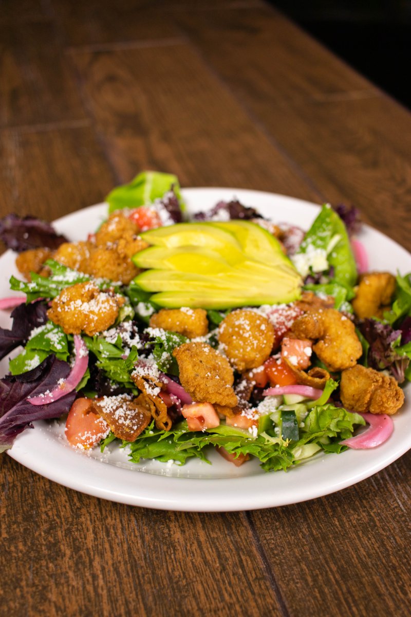 We love big #salads + we cannot lie, you other salads can't deny, when a #salad walks in with a pretty like plate and big #shrimp in your face you get FULL! Try all our new options like #shrimptacos, #shrimpsalad, &amp; #shrimpsandwich. Food here: dallasgreenroom.com/our-menu/ #Dallas #DFW