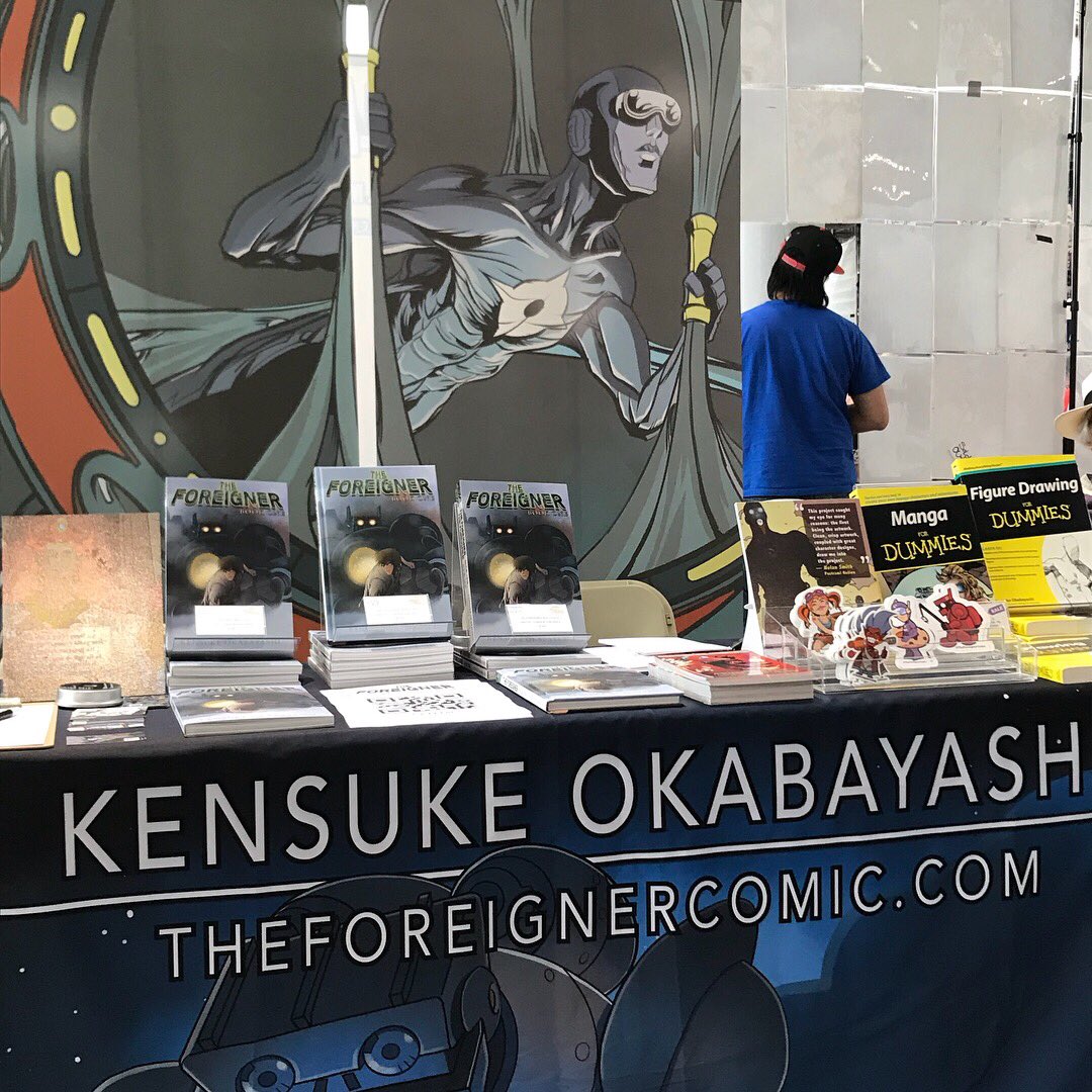 KensukeArt's tweet photo. Day 1 @FANEXPOBoston #kensukeart #kensukeokabayashi #indiecomics #theforeignercomic #fantasyart #kickstartercomics #graphicnovels #boston #ComicCon2018 #BostonComicCon https://t.co/8Y73m70Nrm
