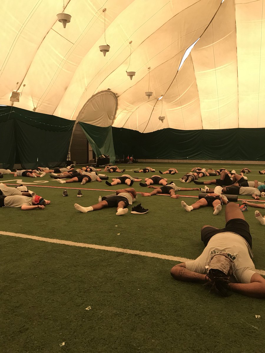 Keyword today: Rejuvenate. <a href="/NSU_Football/">Northeastern State Football</a> Day 5 of camp doing some visualization, meditation, and probably a little napping as well #TeamNSU #Recovery