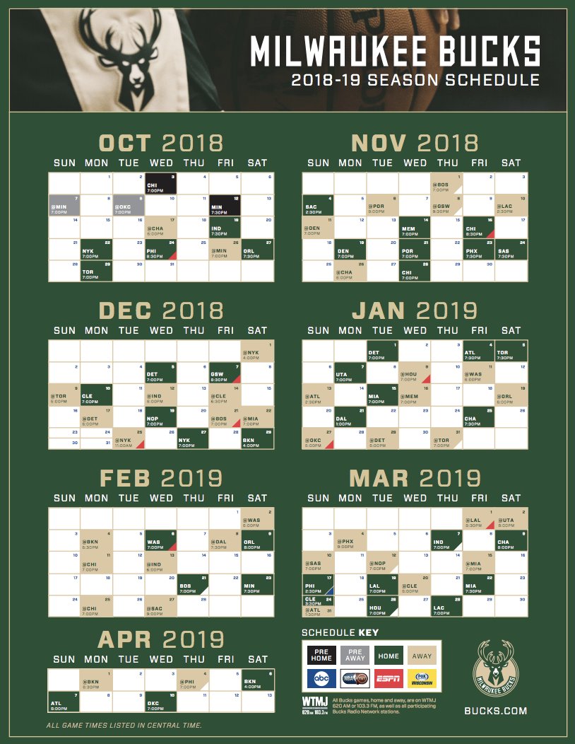 Milwaukee Bucks 2018-2019 schedule breakdown.