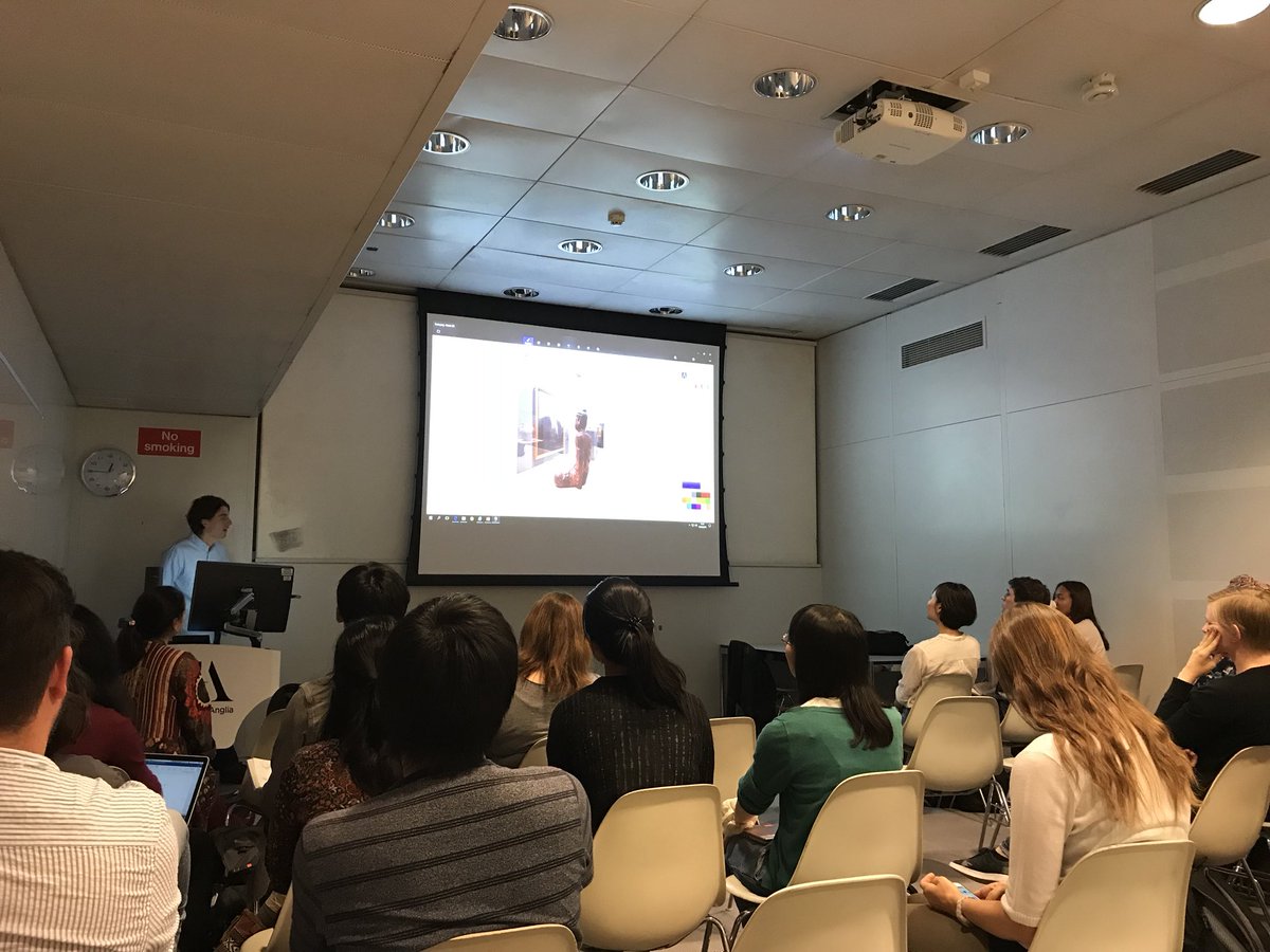 RyokoM822's tweet photo. Project officer @CJS_Uea  Neil is presenting impact of hashtags and emoji in reflection to students’ presentations. #ueaiss2018 #ifss2018 #cjsuea #IshibashiFoundation https://t.co/a9awhTdd3e