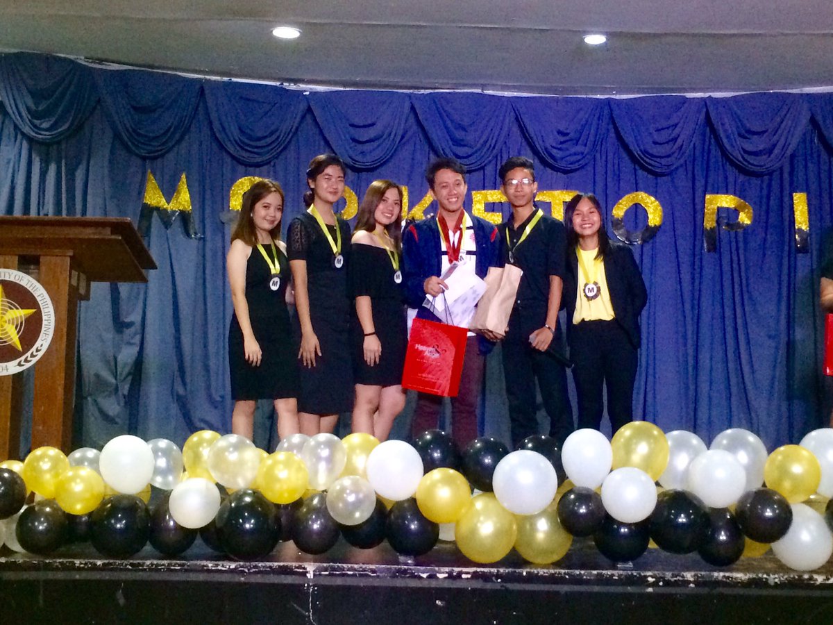 pupjme's tweet photo. Announcement of Winners in: "Marketers Inc.: Boosting Up Sales O-Meter". 

3rd Place: Cristine Castro
2nd Place: Katherine Kaharian
Champion: James Patrick Dala

#MARKETINGFEST
#MARCHOFTHEMARKETINGVICTORS
#MARKETOPIA
#DIMENSION
#PUPJME https://t.co/NXsQUBwY4x