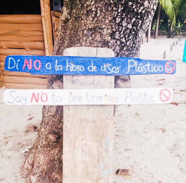 Spotted on the beach in Costa Rica in July. IT'S AN OFFICIAL MOVEMENT! 
BUY A REUSABLE BOTTLE. BRING IT EVERYWHERE. AND REMEMBER #EachOfUsCanDoSomething