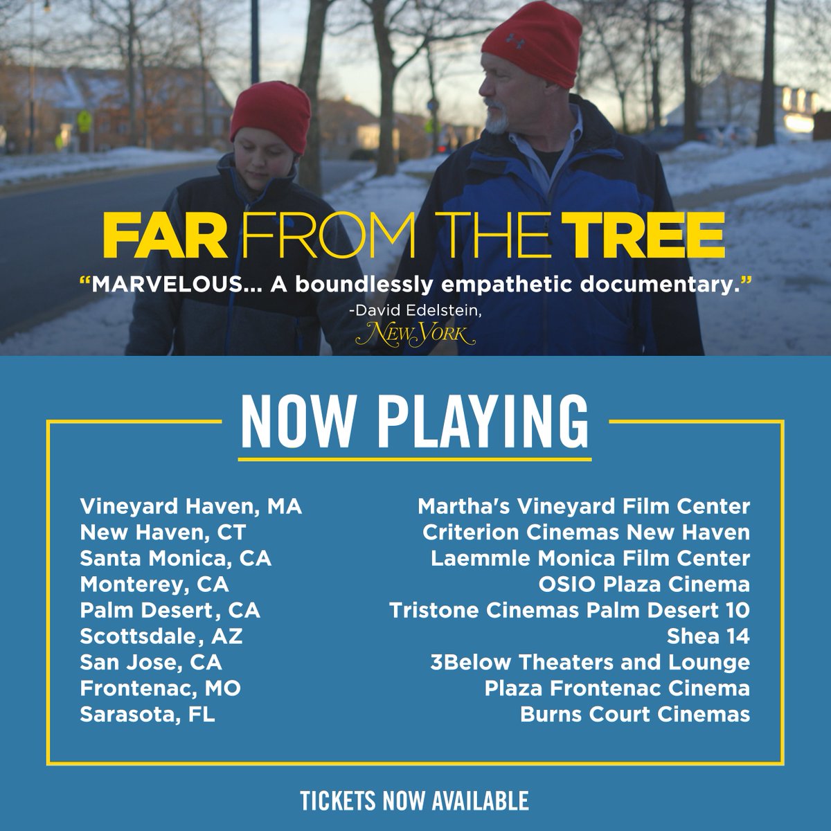 #FarFromTheTree opens TODAY in more theaters across the country! Find one near you and see the brand new documentary based on the <a href="/nytimes/">The New York Times</a> bestseller by #AndrewSolomon!

Find a theater: gwi.io/hmy6l9